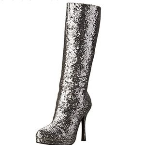 Silver Glitter Boots